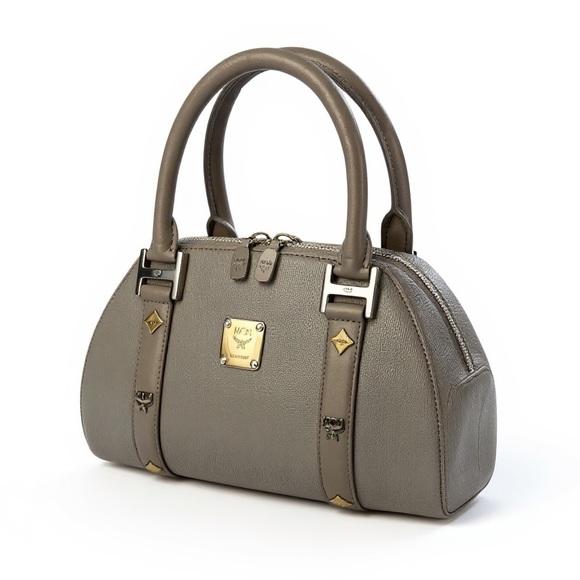MCM Handbags - MCM Metallic Saffiano Leather Boston Handbag